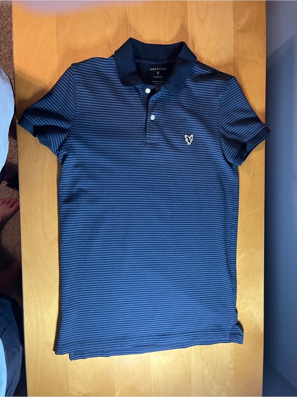 American Eagle Men’s Polo Shirt | Blue & Navy | Men’s XS